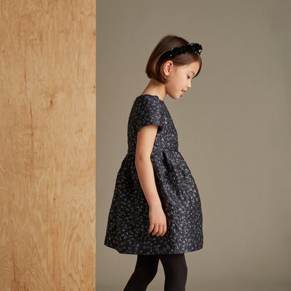 女童蓝色碎花连衣裙