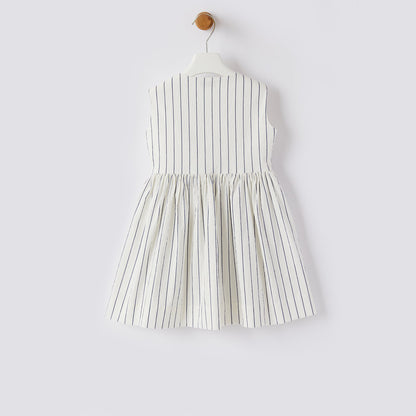 Girls White Stripe Dress
