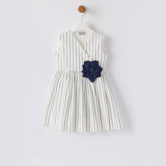Girls White Stripe Dress