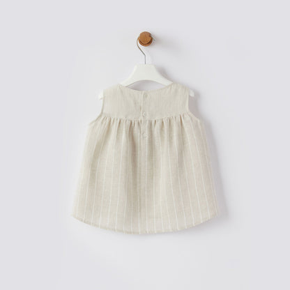 女童米色条纹上衣