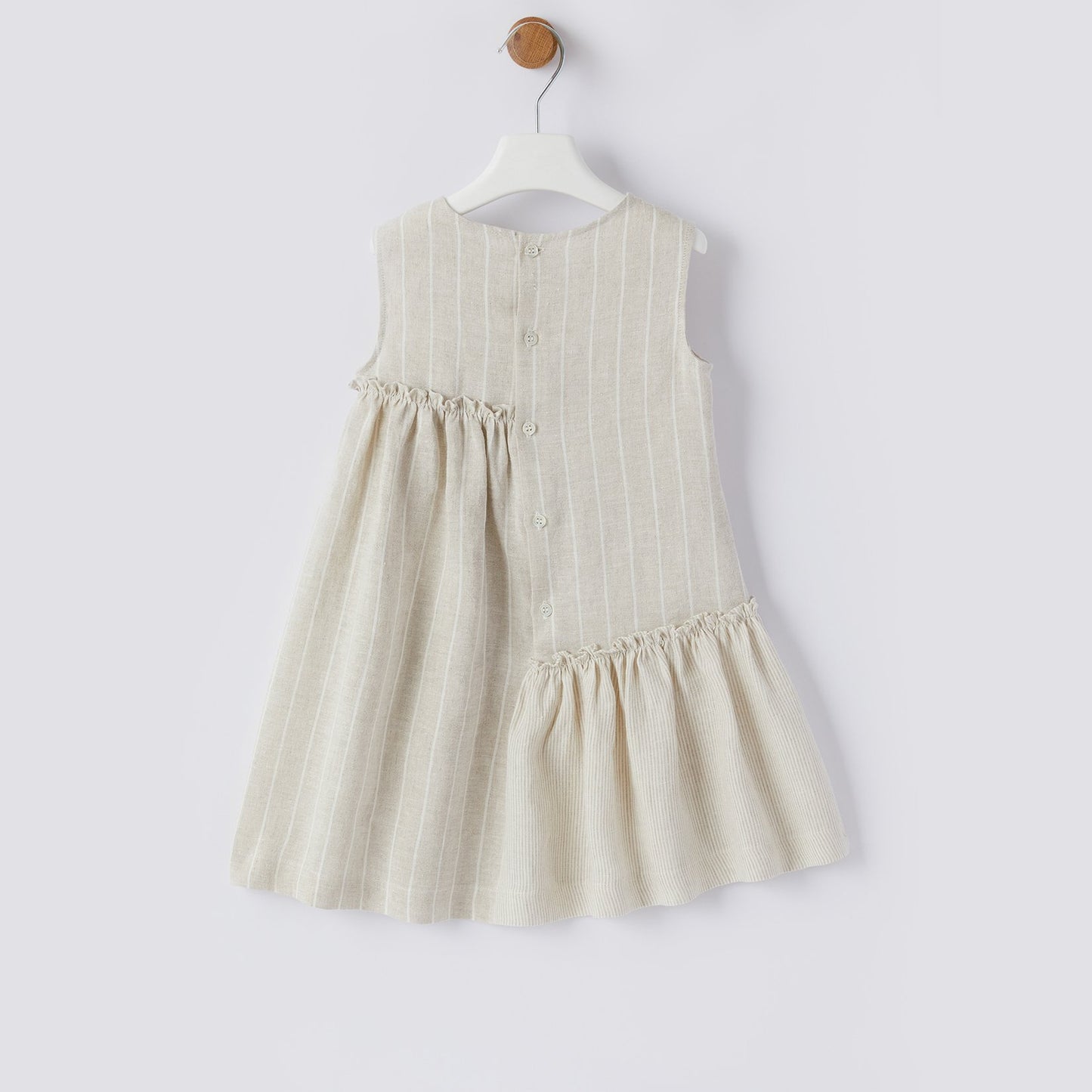 Girls Beige Sleeveless Dress