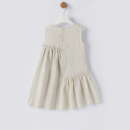 Girls Beige Sleeveless Dress