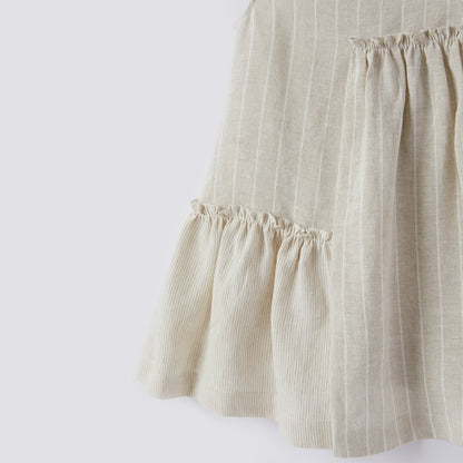 Girls Beige Sleeveless Dress