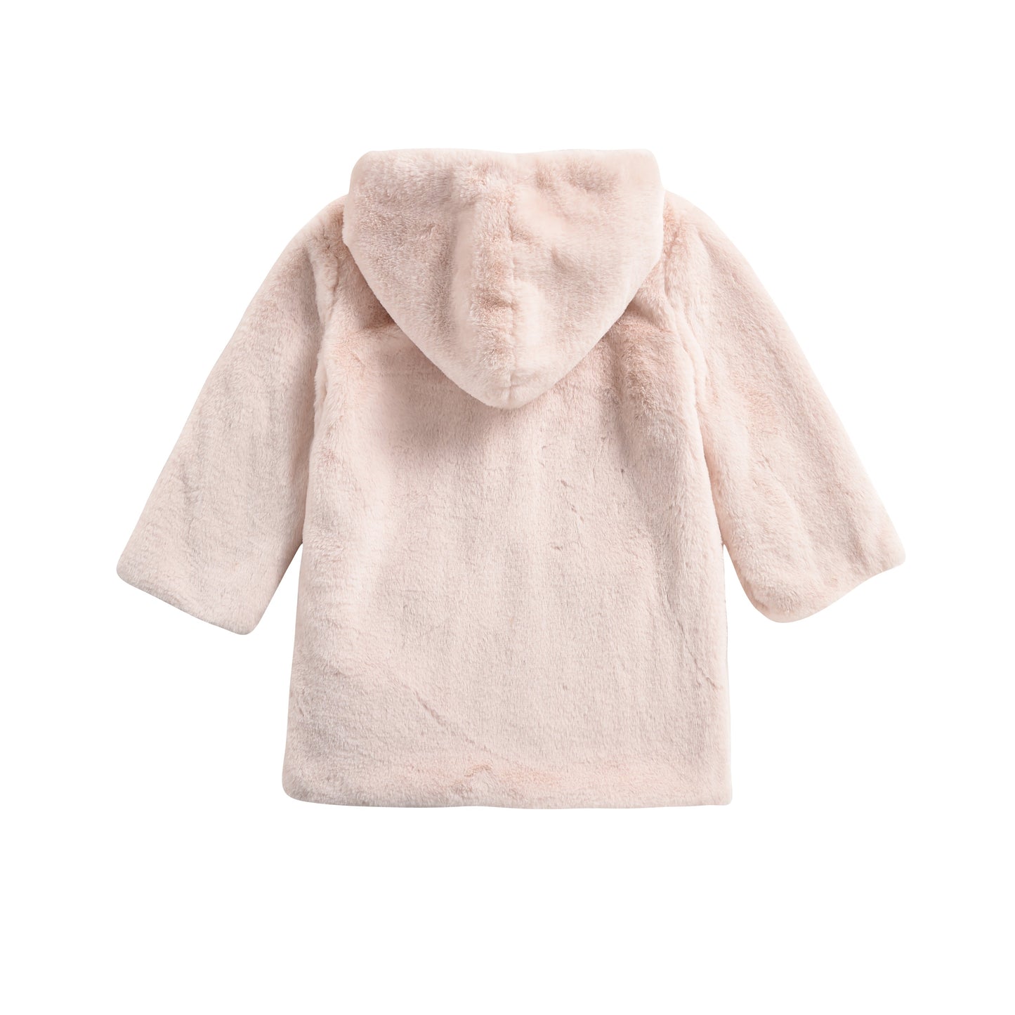 Girls Cream Embroidered Hooded Coat