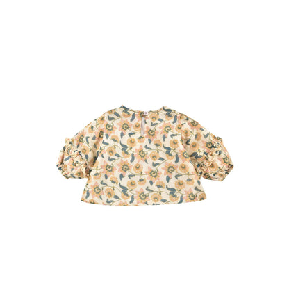 Girls Cream Flowers Blouse