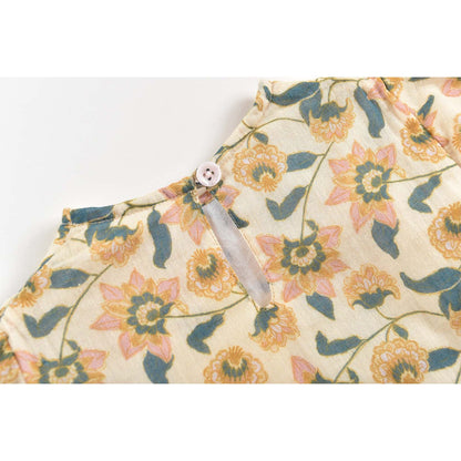 Girls Cream Flowers Blouse