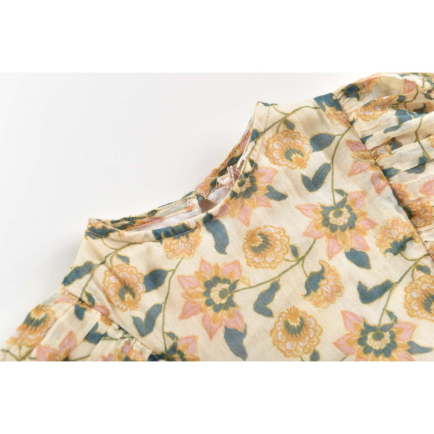 Girls Cream Flowers Blouse