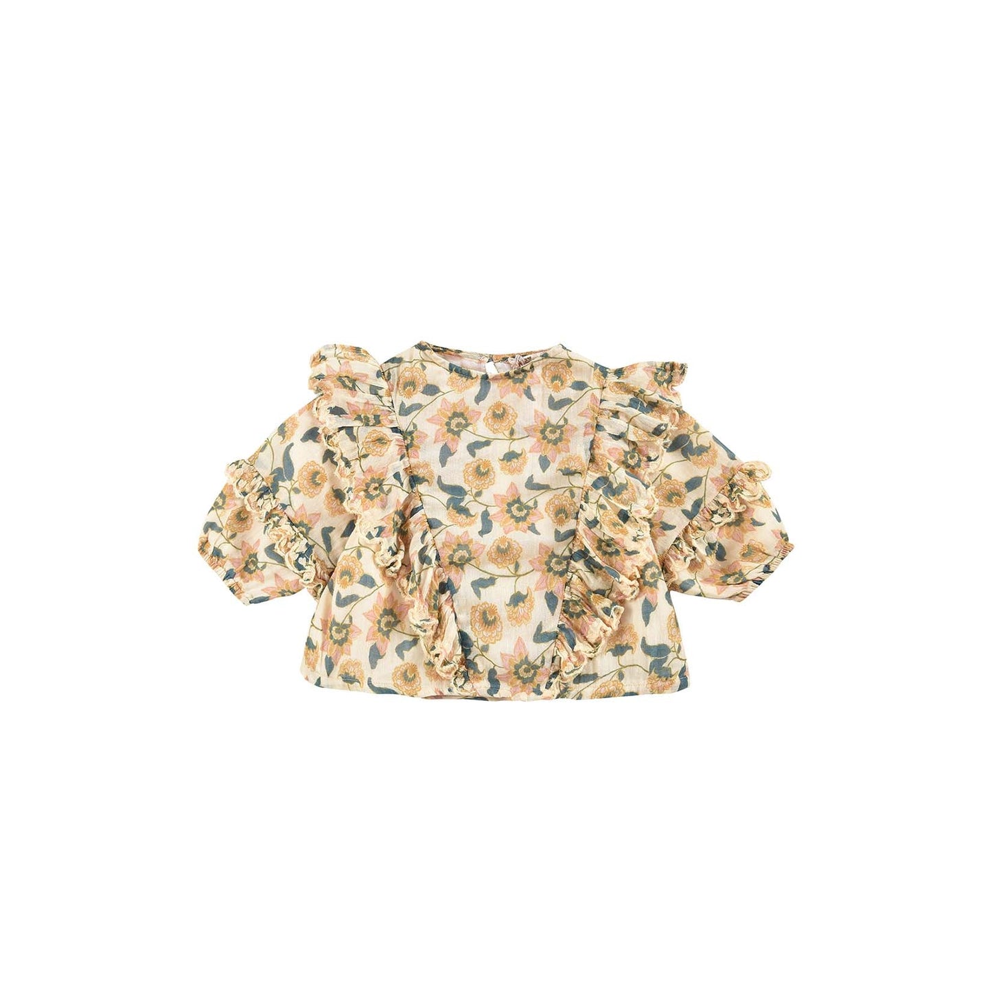 Girls Cream Flowers Blouse