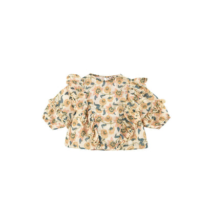 Girls Cream Flowers Blouse