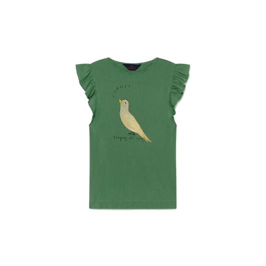 Girls Green Bird Cotton Dress