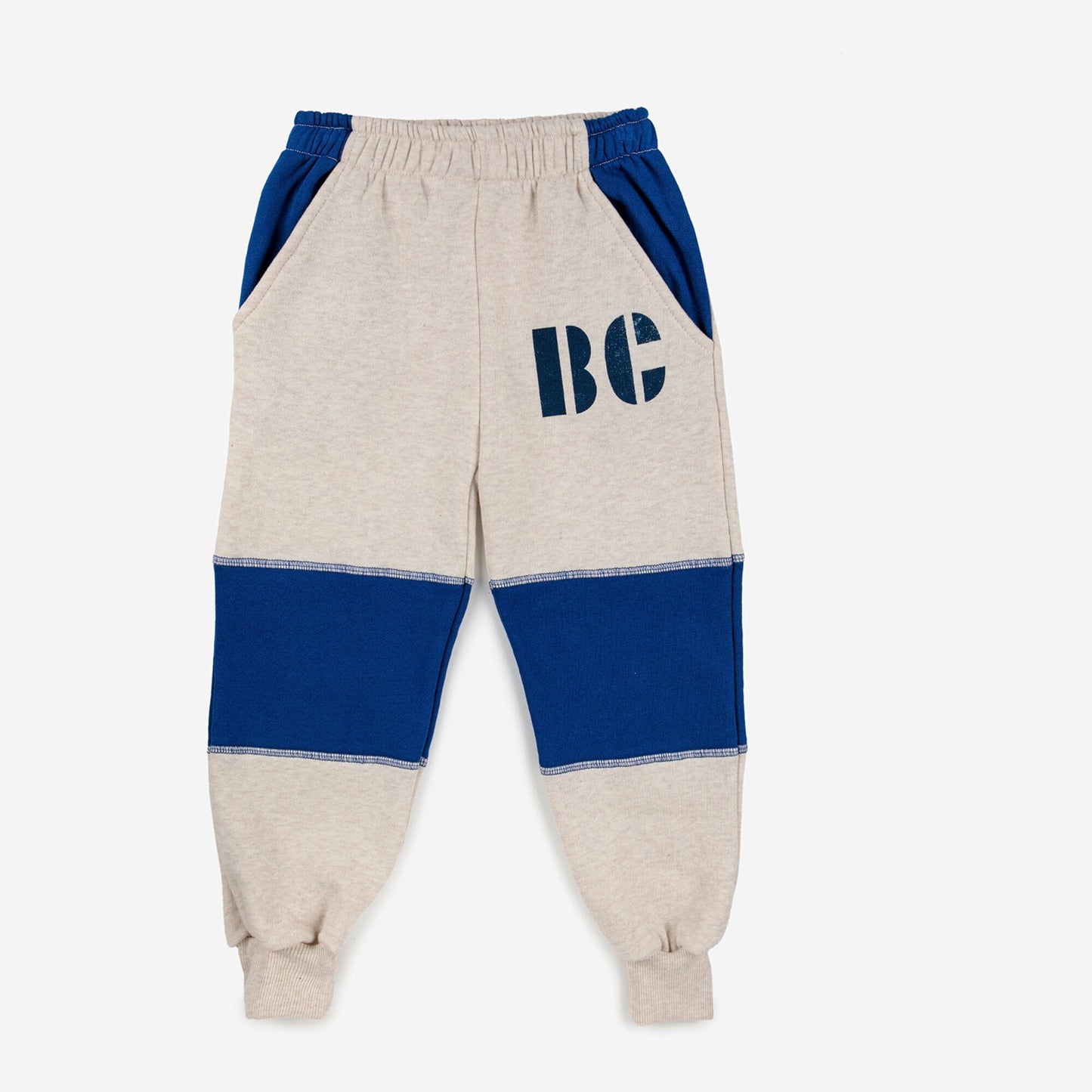 儿童米色Logo棉长裤