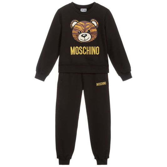 Girls Black Teddy Logo Tracksuit