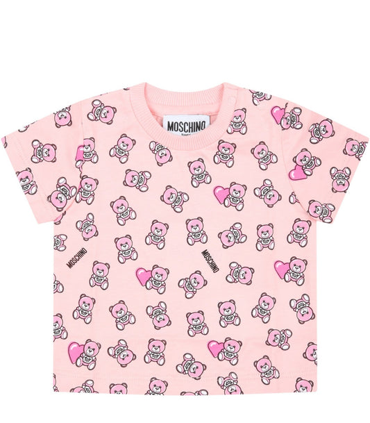 Baby Girls Pink Logo Cotton T-Shirt