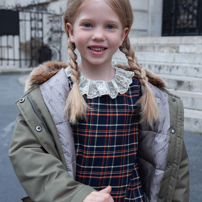 Girls Navy Check Dress
