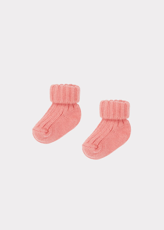 婴儿粉色棉短袜
