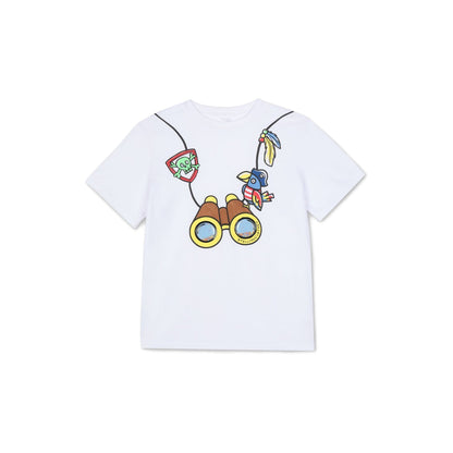 Boys White Telescope Cotton T-Shirt