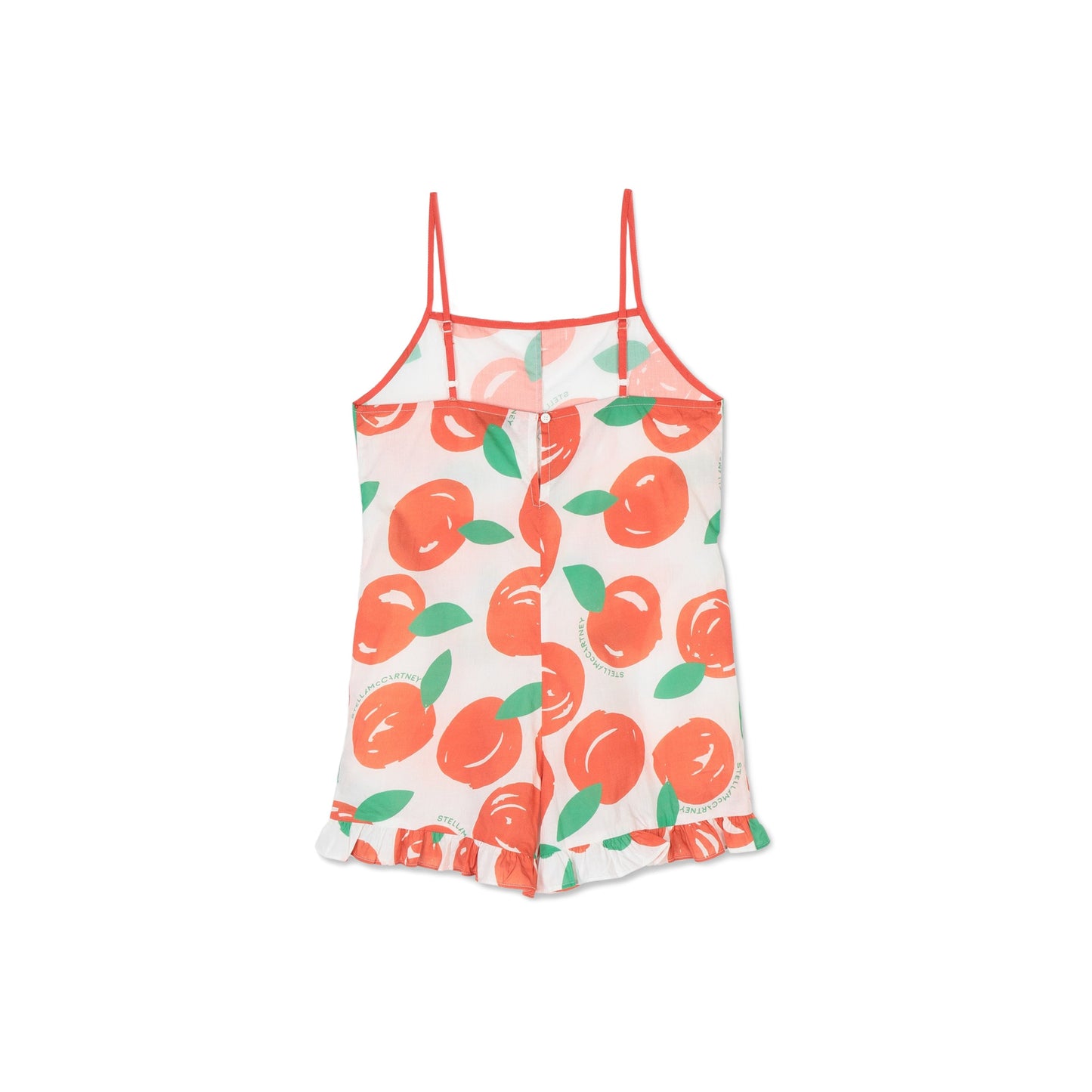Girls Orange Cotton Jumpsuit
