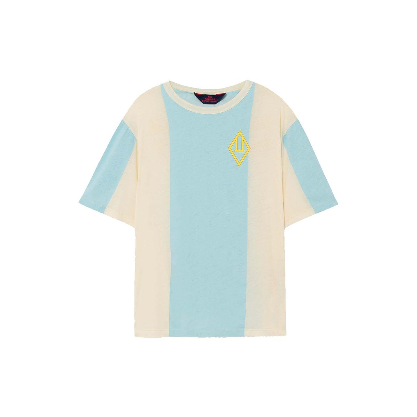 Girls White & Blue Stripe Cotton T-Shirt