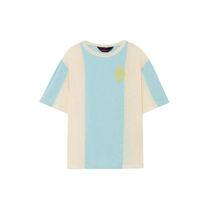 Girls White & Blue Stripe Cotton T-Shirt