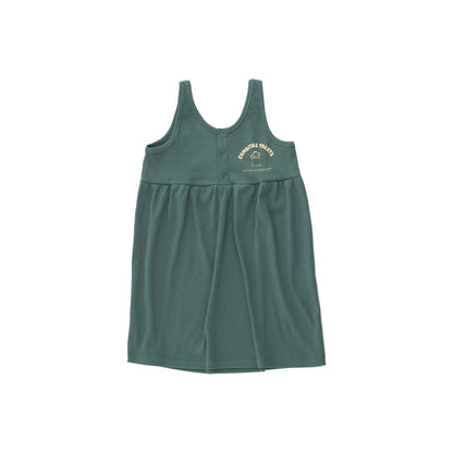 Girls Green Logo Cotton Dress