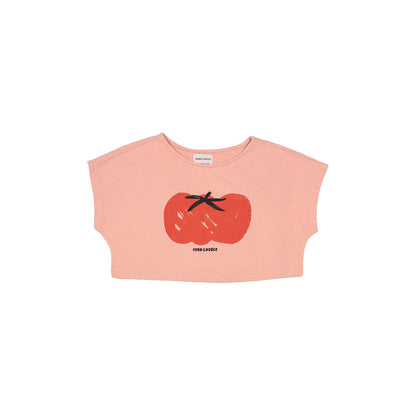 Girls Pink Tomato Cotton T-Shirt